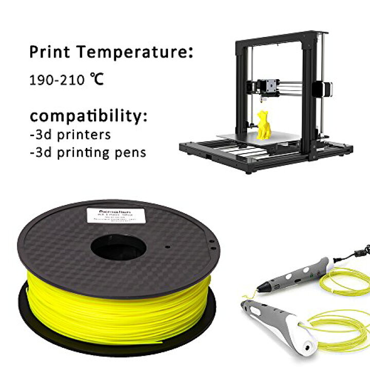 楽天市場】Pxmalion PLA 3Dプリンター用フィラメント素材 マテリアルPLA樹脂材料 1.75mm径 正味量1KG(2.2LB) 精確度+/- 0.03mm だいぶの3Dプリンターと3Dプリントペンが適用 (黄色/イエロー) : kai-shop 楽天市場店 楽天市場】Pxmalion PLA 3Dプリンター用フィラメント素材 マテリアルPLA樹脂材料 1.75mm径 正味量1KG(2.2LB) 精確度+/- 0.03mm だいぶの3Dプリンターと3Dプリントペンが適用 (黄色/イエロー) : kai-shop 楽天市場店