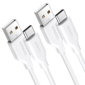 NIMASO USB-A & USB-C P[u ܂ȂP[u VRfލ̗p USB Type C P[u 2.0 iPhone16/15V[YΉ/ Pixel/Xperia/Galaxy/LG/Sharp ̑ Android  USB-C@Ή (1, zCg, 1m+1mZbg)NCA23H802