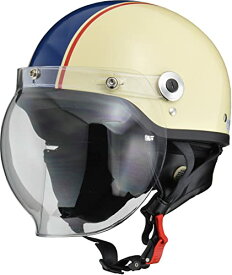 バイクヘルメット ジェット CROSS バブルシールド付き アイボリー×ネイビー CR-760 -