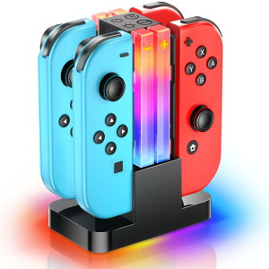 【2024年NEWモデル】Wenocally Switch & Switch 有機EL ジョイコン 充電器スタンド RGBライト 6 ジョイコン switch 切替 タイミング機能付き 過充電防止 USB-C ケーブル付属 willコントローラー 充電器