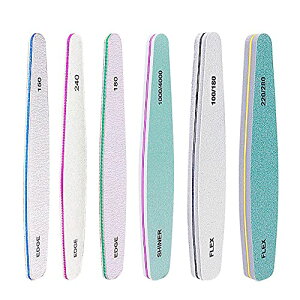 スポンジネイルファイル ジェルネイル ファイル 爪やすり 両面タイプ 爪磨きキューティクル 6本セット(150 180 240 100/180 200/280 1000/4000)