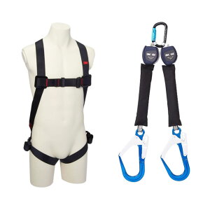 スリーエム 新規格適合 フルハーネス 安全帯 軽量型 ロック付 巻取り式 ランヤード (ツイン) セット プロテクタ XL墜落制止用器具