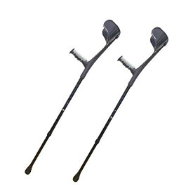 シンプル！ ロフストランドクラッチ 杖 2本セット シルバー カフクラッチ杖 10段階調節可能(90.0cm~112.5cm 1.5cm刻み調節) ジャストフィットグリップ リハビリ 介護補助 アウトドア トレッキングポール (ブラックxブラック)