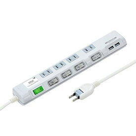 サンワサプライ USB充電ポート付き節電タップ(面ファスナー付き) 2P・4個口 3m TAP-B107U-3W