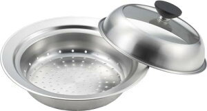 ヨシカワ 見える!お鍋用蒸し器 18〜20cm用 ガラス蓋付き 蒸しプレート お鍋にのせるだけ ステンレス 蒸し料理 燕三条 日本製 YJ3625