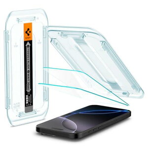 Spigen iPhone 16 Pro �K���X�t�B���� 9H�d�x�����K���X �\��t���L�b�g�t�� iPhone16Pro�Ή� �ی�t�B���� �i�m�R�[�e�B���O ��U�h�~ 2���� EZ Fit