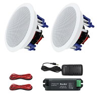 Herdio 300W Bluetooth 天井埋め込み型スピーカー 2ウェイ/ラウンド型/1本 ホワイト 18.5cm 8Ω 天井スピ…