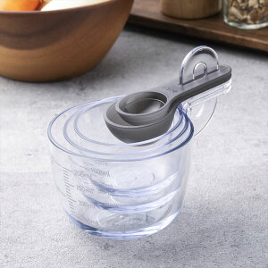 貝印 スタッキング計量 5個セット(小さじ1・大さじ1・60ml・100ml・200ml) | セット 計量スプーン 計量カップ 日本製 コンパクト 収納 重ね 軽い 食洗機対応 耐熱 耐冷 大さじ 小さじ スタッキ