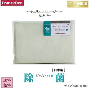 フランスベッド キュリエス・エージー ピロケース【送料無料】除菌 快眠 清潔 ウイルス 菌 抗菌防臭加工 制菌 バクテリア 洗濯 洗える 枕カバー ベージュ グリーン アグ