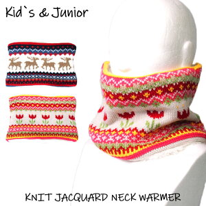 ネックウォーマー キッズ ジュニア ノルディック柄 ボア ニット かわいい スポーツ 外遊び 雪遊び 通学 スキー スノボ 女の子 ガールズ 男の子 ボーイズ