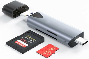 SD�J�[�h���[�_�[ USB3.0 Type-C2.0 1��2�� 5Gps�f�[�^�]�� 2-in-1 �J�[�h���[�_�[ OTG�@�\�Ή� �A���~������ ���M���ǂ� SDXC SDHC SD MMC RS-MMC microSDXC microSDHC microSD UHS-I�J�[�h�Ή�