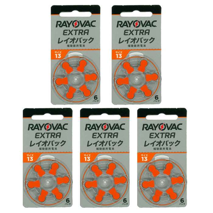 レイオバック RAYOVAC 補聴器用電池 PR48(13) 6粒入り無水銀 5シートセット 補聴器空気電池 空気亜鉛電池 ボタン電池