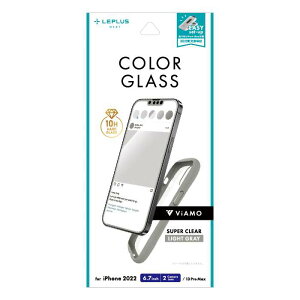 iPhone 14 Plus/13 Pro Max Sʕی \tgt[ CgO[ ViAMO COLOR GLASS tیKX KXtB dx10H \ʋKX LEPLUS NEXT LN-IA22FGVMLGY