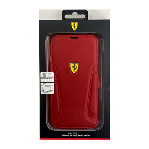 iPhone14 Pro �P�[�X �J�o�[ FERRARI �t�F���[�� �{�v+�}�C�N���t�@�C�o�[ �蒠�^�P�[�X ���b�h RED �u�b�N�^�C�v �G�A�[�W�F�C FEBKP14LRBUR