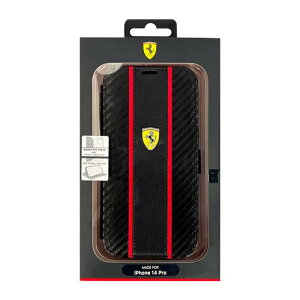 iPhone14 Pro �P�[�X �J�o�[ FERRARI �t�F���[�� PU�J�[�{�� �蒠�^�P�[�X �u���b�N �u�b�N�^�C�v iPhone�P�[�X �G�A�[�W�F�C FEBKP14LNMBK