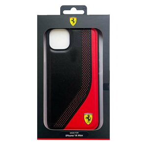 iPhone14 Plus �P�[�X �J�o�[ FERRARI �t�F���[�� �c�[�g�[�� �w�ʃP�[�X �u���b�N SLANTED STRIPE PERFORATED HOLES iPhone�P�[�X �G�A�[�W�F�C FEHCP14MPZIK