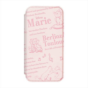 iPhone15 対応 ケース カバー ガラスフリップケース ディズニーマリー 手帳型 カードポケット 強化ガラス 背面クリア Disney キャラクター PGA PG-D23AGF02MAR