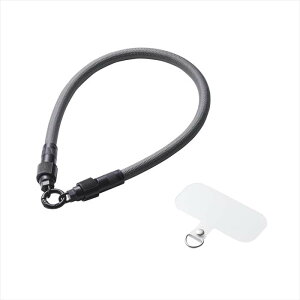 【代引不可】スマホストラップ ケーブル 2in1 ( ハンドストラップ / 充電ケーブル ) USB Type-C to C 30cm PD 60W 急速充電 落下 紛失防止 ブラック エレコム P-STHH1CC08BK