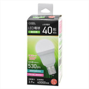 LEDd `i40`/F/530 lm/3.9W/E17/Ra83/Lz200°/`Ή/fMގ{HΉj OHM LDA4N-G-E17 IS53