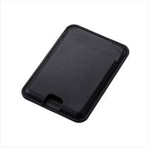 【代引不可】MagSafe対応 カードケース iPhone用 2枚収納 レザー風 薄型 マグネット脱着 オープンポケット スマホ カード入れ MAGKEEP ブラック エレコム AMS-MAGCDBK