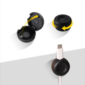 �y����s�z�P�[�u���z���_�[ �u���b�N �P�[�u���N���b�v �}�O�l�b�g�� �ő�a��8mm�P�[�u���Ή� 360�x��]�y�� �f�X�N����̔z�������E�����h�~ �S���V�[�g�t�� 3���� �G���R�� EKC-CCH01BK