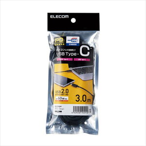 yszUSB2.0P[u 3.0m 480Mbps 60W PDΉ USB Type-C USBP[u [d f[^]  X}z ^ubg GR U2C-CC30NBK2