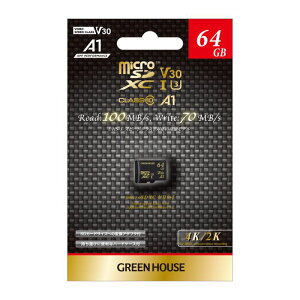 microSDHC/microSDXC�J�[�h 64GB UHS�X�s�[�h�N���X3/�r�f�I�X�s�[�h�N���X V30�Ή� ���S�h���݌v �O���[���n�E�X GH-SDM-ZA64G