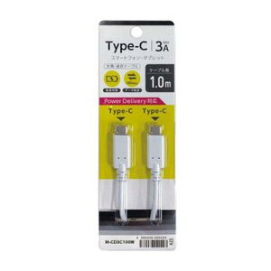 Type-C �^�C�vC �P�[�u�� �ʐM�[�d�P�[�u�� CtoC USB2.0 3A 100cm 1m �z���C�g �I�Y�} IH-CD3C100W