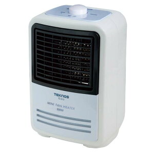 ミニファンヒーター 600W 温風 暖房 補助暖房 季節家電 コンパクト ホワイト 寝室 廊下 トイレ キッチン テクノス TS-615