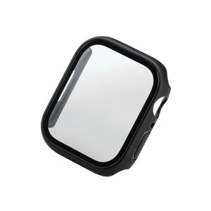 �y����s�z�A�b�v���E�H�b�` �J�o�[ Apple Watch Series 8/7 45mm �t���J�o�[ �S�����K���X �\�ʍd�x10H �S�ʕی� �t�� ���� �ϏՌ� �w��h�~ ���ʃ}�b�g �u���b�N �G���R�� AW-22AFCGOBK
