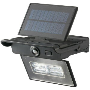 monbanソーラー式センサーライト パネル折りたたみ 白色LED ブラック OHM LS-S140PFR4-K