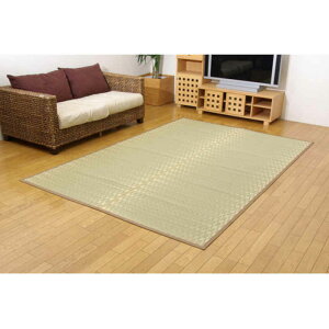 【沖縄・離島配送不可】【代引不可】い草カーペット ラグ マット 純国産 長方形 約174×261cm 江戸間3畳 掛川織 松川 青森ヒバ加工 モダン 夏用 春夏用 日本製 ベージュ IKEHIKO 4407103