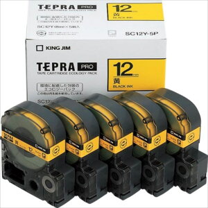 【キングジム】【テプラ】PROテープ カラーラベル パステル/黄 エコパック(5個入り) 製品型番:SC12Y-5P