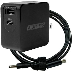 AC�[�d�� Power Delivery�Ή� GaN 65W USB Type-A 1�|�[�g Type-C 1�|�[�g �u���b�N & dynabook K50 K60�p�[�d�P�[�u���Z�b�g ADTEC APD-A065AC-wK50-BK