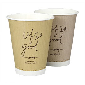 11断熱クラフトテイスト(2柄アソート) 間伐材使用 サイズ : φ85×103mm×底径53mm 入数 : 800使い捨てコップ 紙コップ 使い捨て容器 レジャー デリバリー 持ち帰り 業務用 テイクアウト イベント パーティー BBQ 紙カップ カップ 使い切り キッチンカー