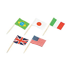 旗楊枝 万国旗 5ヶ国 サイズ : 旗：3.7×2.5cm、楊枝：6.5cm 入数 : 10000