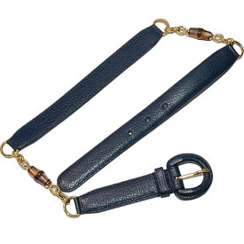 【中古】GUCCI グッチ バンブー チェーンベルト ヴィンテージ ネイビー GP レディース 美品