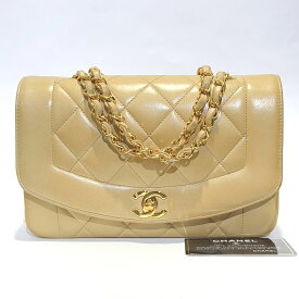 【中古】CHANEL シャネル ココマーク マトラッセ ダイアナ22 チェーンショルダーバッグ ベージュ ゴールド カード レディース 斜め掛けバッグ