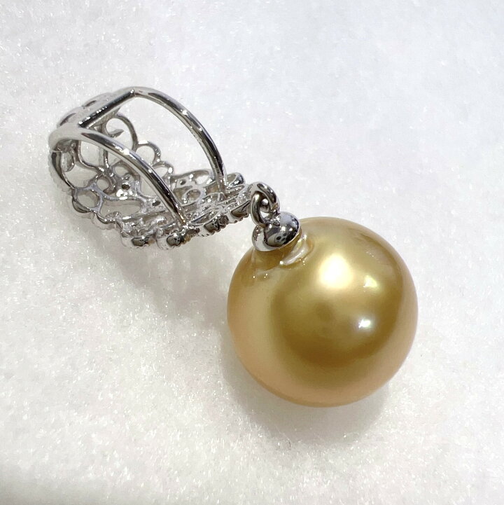 楽天市場】【中古】K18WG 白蝶 南洋 ゴールドパール ダイヤ ネックレス 