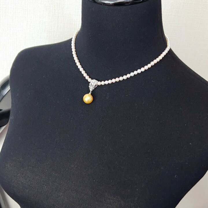 楽天市場】【中古】K18WG 白蝶 南洋 ゴールドパール ダイヤ ネックレス 