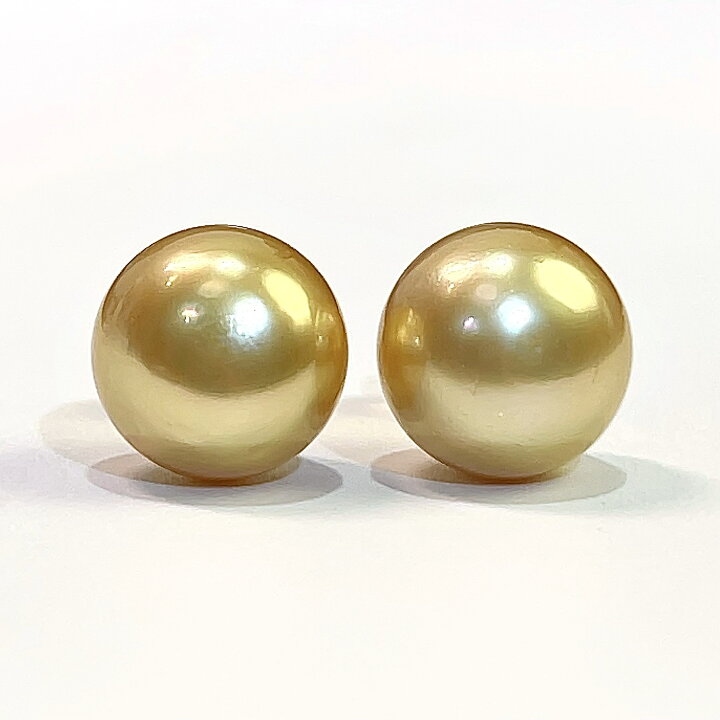 楽天市場】K18 白蝶 南洋 茶金 ゴールド パール ピアス12mm 4.8g 天然 
