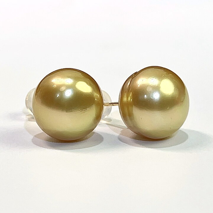楽天市場】K18 白蝶 南洋 茶金 ゴールド パール ピアス12mm 4.8g 天然 