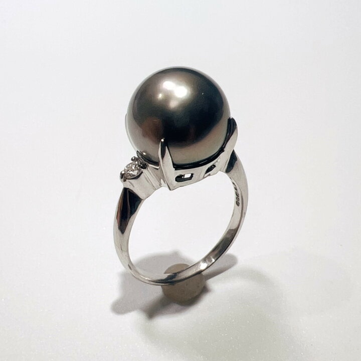 楽天市場】【中古】Pt900 黒蝶パール ダイヤリング 11.5mm D0.12ct 6.6 