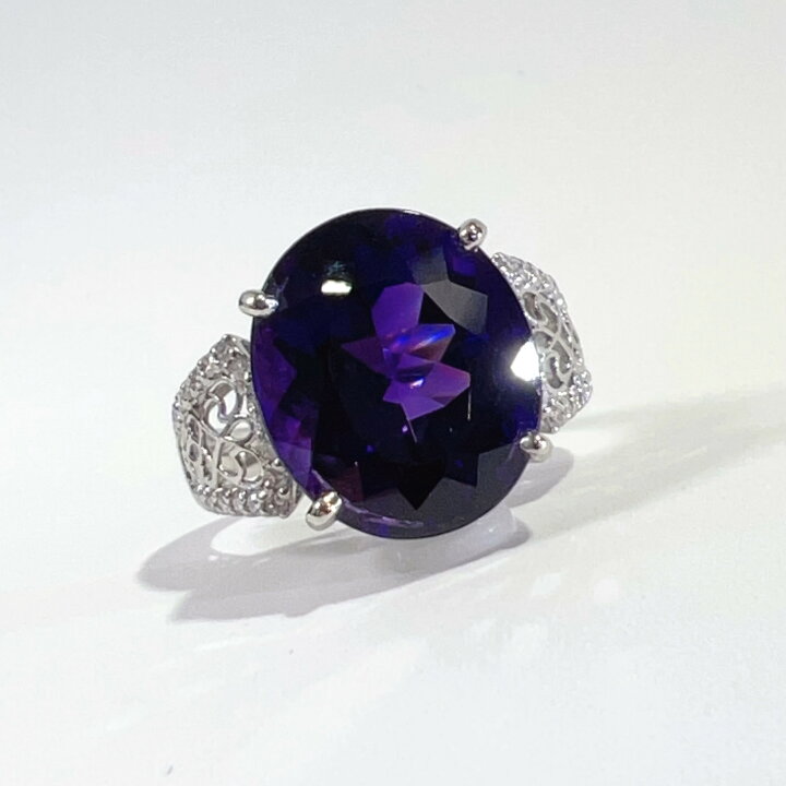 楽天市場】【中古】Pt900 天然 アメジスト ダイヤ リング A6.85ct D0 