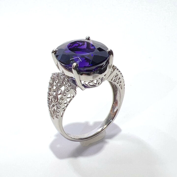 楽天市場】【中古】Pt900 天然 アメジスト ダイヤ リング A6.85ct D0 