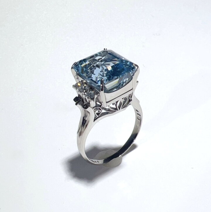 楽天市場】【中古】Pt900 天然 アクアマリン ダイヤ リング AQ5.28ct 