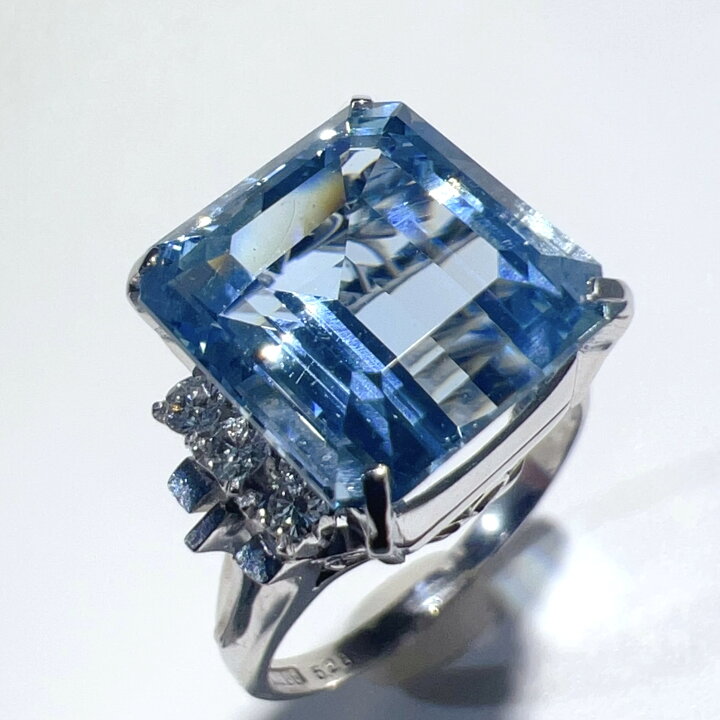 楽天市場】【中古】Pt900 天然 アクアマリン ダイヤ リング AQ5.28ct 