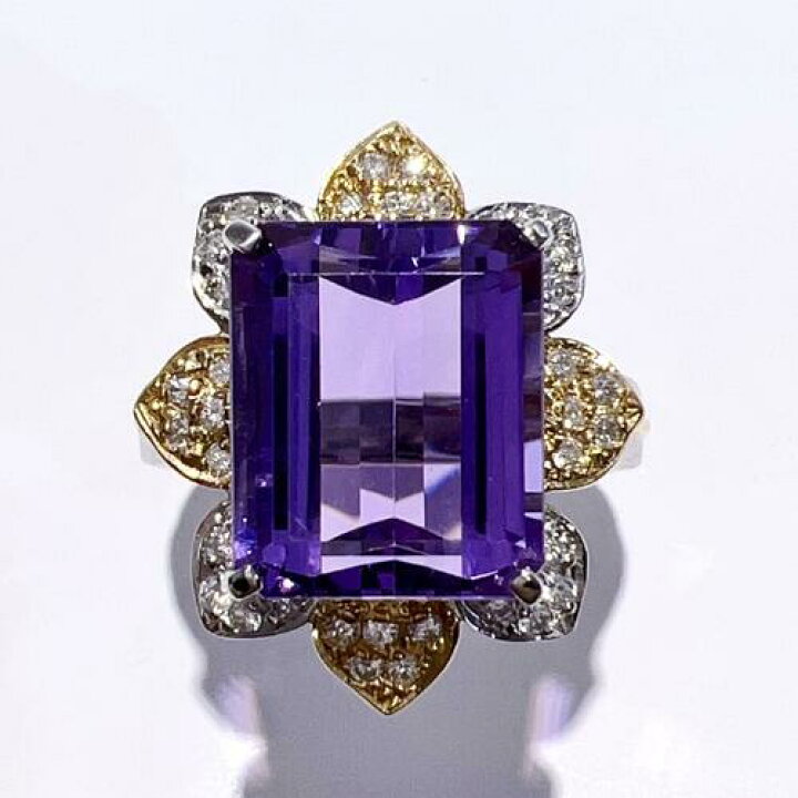 楽天市場】【中古】K18 Pt900 天然 アメジスト ダイヤ リング AM6.0ct 
