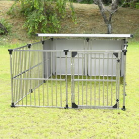 ドッグハウス DFS-M1 〔 0.5坪タイプ 屋外用 犬小屋 〕 +α拡張タイプ ステンレス製 犬舎 ペット用品 ペットグッズ 組立品【代引不可】