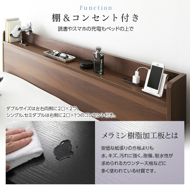 楽天市場】ヘッドボード付き ローベッド すのこベッド ダブルサイズ 